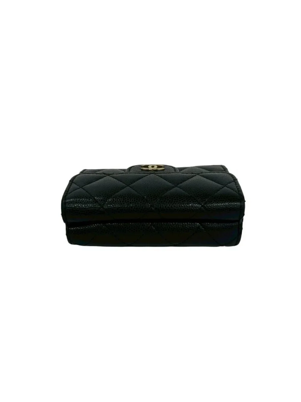 Chanel Box Card with Number 31 Quilted CC Logo Caviar Leather Trifold Wallet